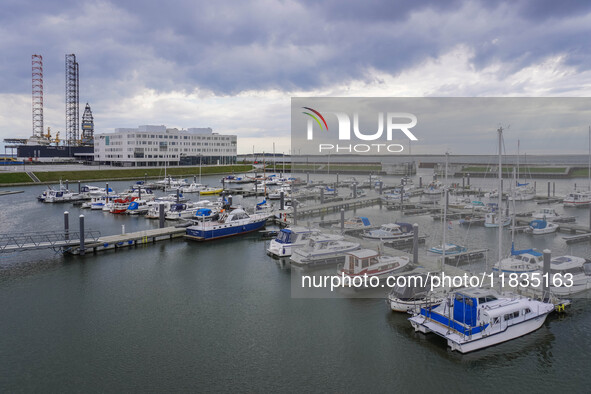 A general view of the port, marina, and shipyard is seen in Esbjerg, Jutland, Denmark, on April 29, 2024. 