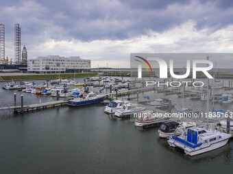 A general view of the port, marina, and shipyard is seen in Esbjerg, Jutland, Denmark, on April 29, 2024. (