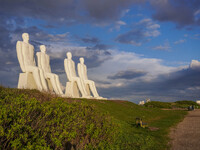 The Man Meets the Sea giant sculpture by Svend Wiig Hansen is seen in Esbjerg, Jutland, Denmark, on April 28, 2024. (