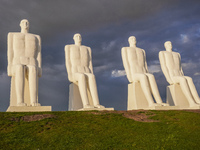 The Man Meets the Sea giant sculpture by Svend Wiig Hansen is seen in Esbjerg, Jutland, Denmark, on April 28, 2024. (