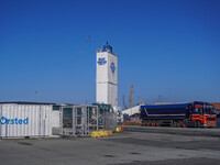 The Blue Water shipping company building in the port is seen in Esbjerg, Jutland, Denmark, on April 29, 2024. (