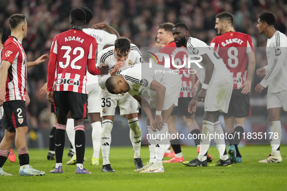 Kylian Mbappe centre-forward of Real Madrid and France   dejected after failed a penalty during the La Liga match between Athletic Club and...