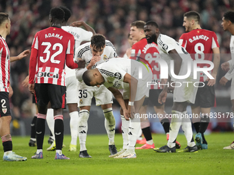 Kylian Mbappe centre-forward of Real Madrid and France   dejected after failed a penalty during the La Liga match between Athletic Club and...