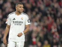 Kylian Mbappe centre-forward of Real Madrid and France   dejected after failed a penalty during the La Liga match between Athletic Club and...