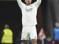 Jude Bellingham central midfield of Real Madrid and England celebrates after scoring his sides first goal during the La Liga match between A...