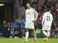 Jude Bellingham central midfield of Real Madrid and England dejected after Athletic second goal during the La Liga match between Athletic Cl...