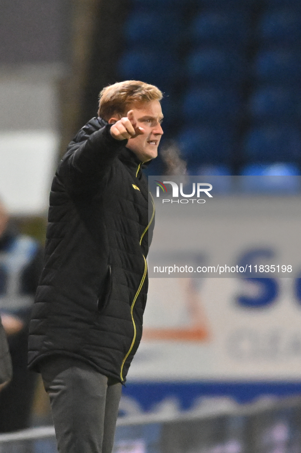 Interim Manager Tom Hounsell shouts instructions during the Sky Bet League 1 match between Peterborough United and Burton Albion at the West...