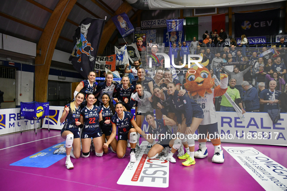 Reale Mutua Fenera Chieri '76 celebrates the victory after the Serie A1 Tigota match between Reale Mutua Fenera Chieri '76 and SMI Roma Voll...