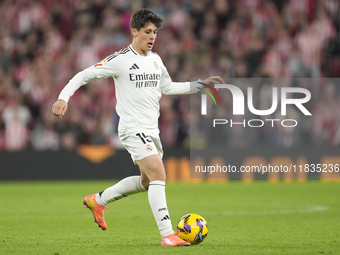 Arda Guler attacking midfield of Real Madrid and Turkey during the La Liga match between Athletic Club and Real Madrid CF at Estadio de San...