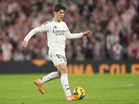 Arda Guler attacking midfield of Real Madrid and Turkey during the La Liga match between Athletic Club and Real Madrid CF at Estadio de San...