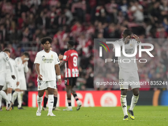 Antonio Rudiger centre-back of Real Madrid and Germany dejected after losing the La Liga match between Athletic Club and Real Madrid CF at E...