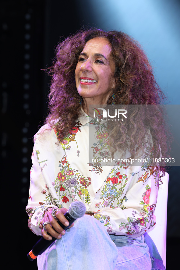 Spanish singer Rosario Flores attends the press conference to promote the Rosario Flores Tour at La Maraka Show Center in Mexico City, Mexic...