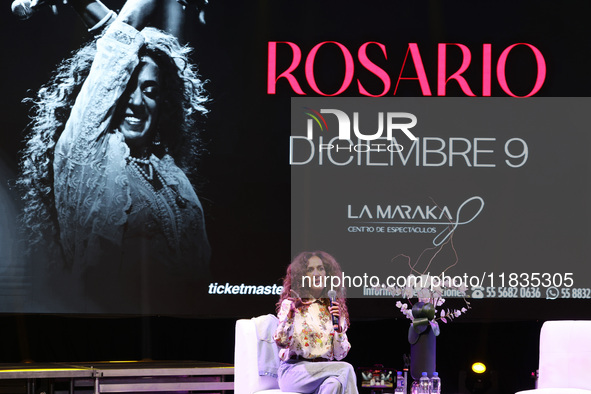 Spanish singer Rosario Flores attends the press conference to promote the Rosario Flores Tour at La Maraka Show Center in Mexico City, Mexic...