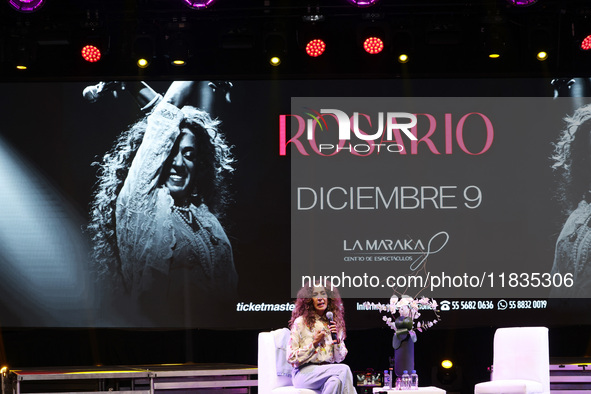 Spanish singer Rosario Flores attends the press conference to promote the Rosario Flores Tour at La Maraka Show Center in Mexico City, Mexic...