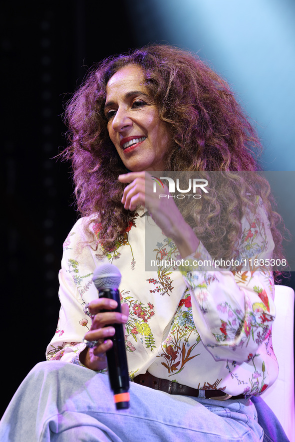 Spanish singer Rosario Flores attends the press conference to promote the Rosario Flores Tour at La Maraka Show Center in Mexico City, Mexic...