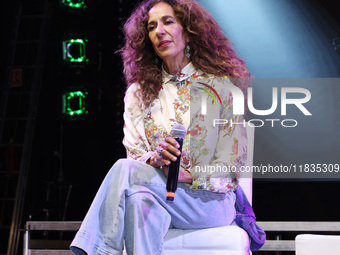 Spanish singer Rosario Flores attends the press conference to promote the Rosario Flores Tour at La Maraka Show Center in Mexico City, Mexic...