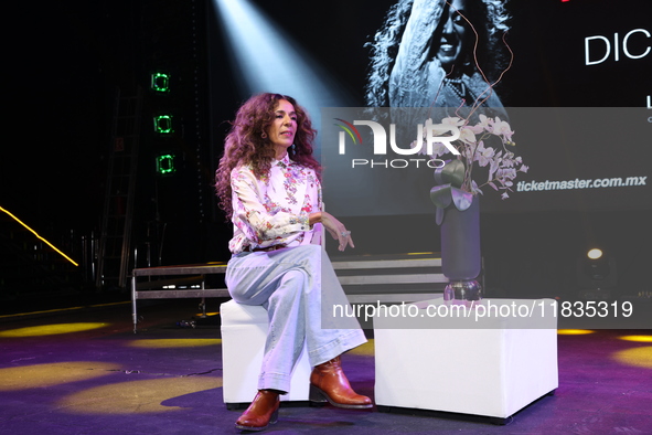 Spanish singer Rosario Flores attends the press conference to promote the Rosario Flores Tour at La Maraka Show Center in Mexico City, Mexic...