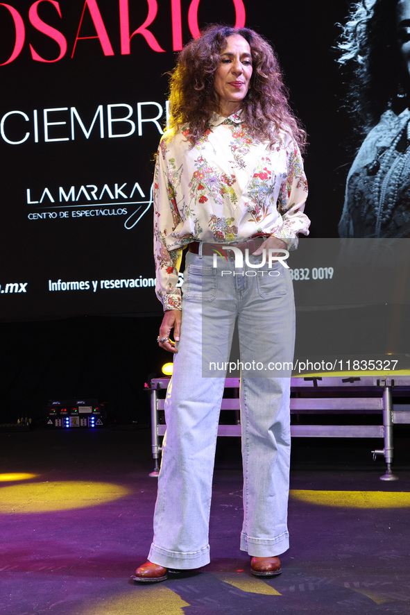 Spanish singer Rosario Flores attends the press conference to promote the Rosario Flores Tour at La Maraka Show Center in Mexico City, Mexic...