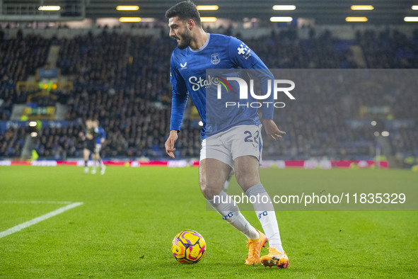 Armando Broja #22 of Everton F.C. is in action during the Premier League match between Everton and Wolverhampton Wanderers at Goodison Park...