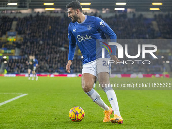 Armando Broja #22 of Everton F.C. is in action during the Premier League match between Everton and Wolverhampton Wanderers at Goodison Park...