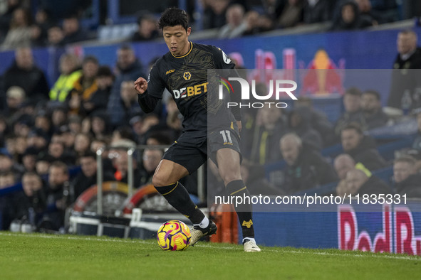 Hwang Hee-chan #11 of Wolverhampton Wanderers F.C. during the Premier League match between Everton and Wolverhampton Wanderers at Goodison P...