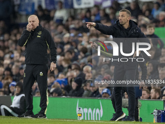 Wolves manager Gary O'Neil gesticulates during the Premier League match between Everton and Wolverhampton Wanderers at Goodison Park in Live...