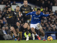 Iliman Ndiaye, number 10 of Everton F.C., is in possession of the ball during the Premier League match between Everton and Wolverhampton Wan...