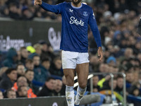 Dominic Calvert-Lewin #9 of Everton F.C. gesticulates during the Premier League match between Everton and Wolverhampton Wanderers at Goodiso...