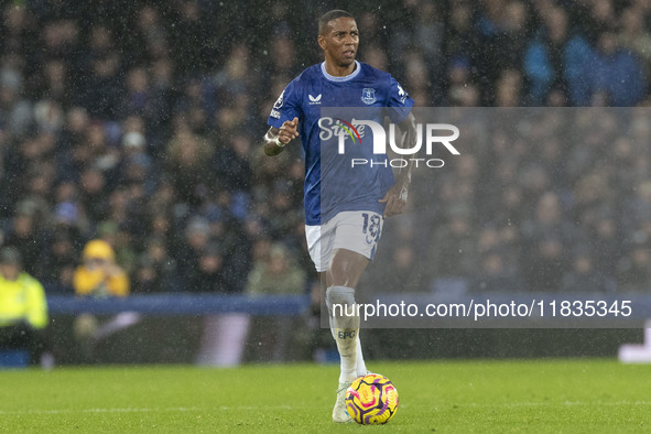 Ashley Young #18 of Everton F.C. is in action during the Premier League match between Everton and Wolverhampton Wanderers at Goodison Park i...