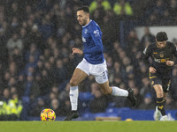 Dwight McNeil #7 of Everton F.C. plays during the Premier League match between Everton and Wolverhampton Wanderers at Goodison Park in Liver...