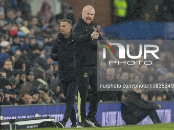 Everton F.C. manager Sean Dyche gesticulates during the Premier League match between Everton and Wolverhampton Wanderers at Goodison Park in...