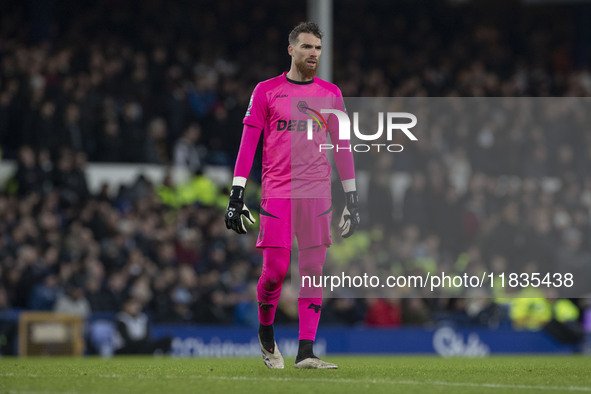 Jose Sa #1 (GK) of Wolverhampton Wanderers F.C. participates in the Premier League match between Everton and Wolverhampton Wanderers at Good...