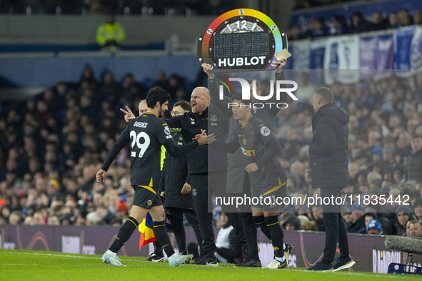 Goncalo Guedes #29 of Wolverhampton Wanderers F.C. is substituted by Hwang Hee-chan #11 of Wolverhampton Wanderers F.C. during the Premier L...