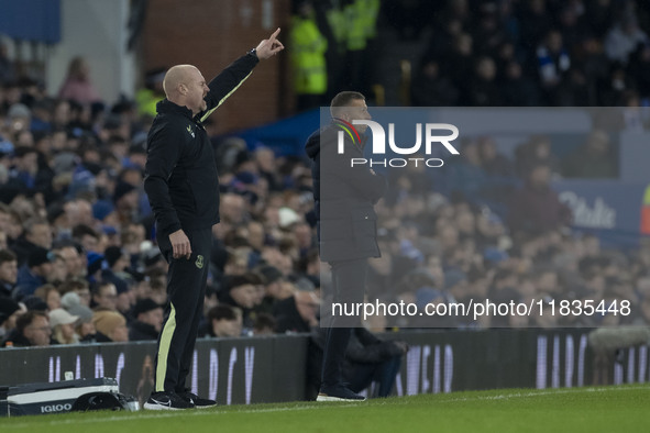 Everton F.C. manager Sean Dyche gesticulates during the Premier League match between Everton and Wolverhampton Wanderers at Goodison Park in...