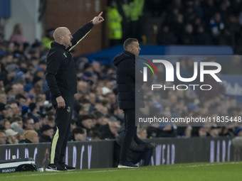 Everton F.C. manager Sean Dyche gesticulates during the Premier League match between Everton and Wolverhampton Wanderers at Goodison Park in...