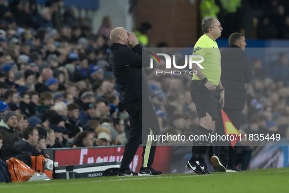 Everton F.C. manager Sean Dyche gesticulates during the Premier League match between Everton and Wolverhampton Wanderers at Goodison Park in...