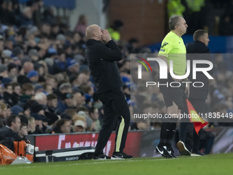 Everton F.C. manager Sean Dyche gesticulates during the Premier League match between Everton and Wolverhampton Wanderers at Goodison Park in...