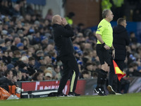 Everton F.C. manager Sean Dyche gesticulates during the Premier League match between Everton and Wolverhampton Wanderers at Goodison Park in...