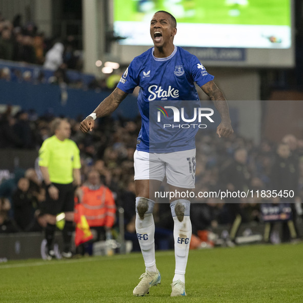 Ashley Young #18 of Everton F.C. celebrates his goal during the Premier League match between Everton and Wolverhampton Wanderers at Goodison...