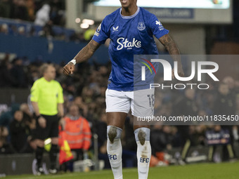 Ashley Young #18 of Everton F.C. celebrates his goal during the Premier League match between Everton and Wolverhampton Wanderers at Goodison...