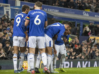 Ashley Young #18 of Everton F.C. celebrates his goal during the Premier League match between Everton and Wolverhampton Wanderers at Goodison...