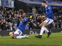 Ashley Young #18 of Everton F.C. celebrates his goal during the Premier League match between Everton and Wolverhampton Wanderers at Goodison...