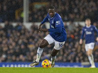 Abdoulaye Doucoure #16 of Everton F.C. is in action during the Premier League match between Everton and Wolverhampton Wanderers at Goodison...