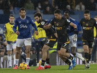 Rayan Ait-Nouri #3 of Wolverhampton Wanderers F.C. is in action during the Premier League match between Everton and Wolverhampton Wanderers...