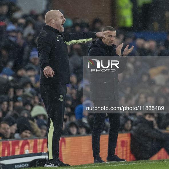 Everton F.C. manager Sean Dyche gesticulates during the Premier League match between Everton and Wolverhampton Wanderers at Goodison Park in...