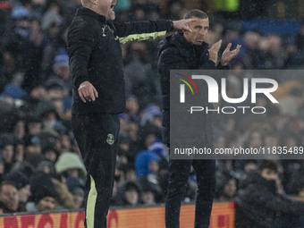 Everton F.C. manager Sean Dyche gesticulates during the Premier League match between Everton and Wolverhampton Wanderers at Goodison Park in...