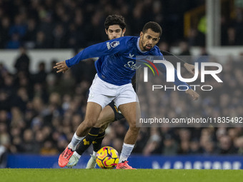 Iliman Ndiaye #10 of Everton F.C. plays during the Premier League match between Everton and Wolverhampton Wanderers at Goodison Park in Live...