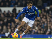 Iliman Ndiaye #10 of Everton F.C. is in action during the Premier League match between Everton and Wolverhampton Wanderers at Goodison Park...