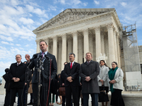 South Carolina Attorney General Alan Wilson speaks during a press conference following oral arguments at the Supreme Court on Tennessee's ba...