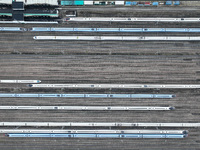 In Nanjing, China, on December 5, 2024, a photo shows EMU trains at Nanjing Bullet Train Station in East China's Jiangsu province. (